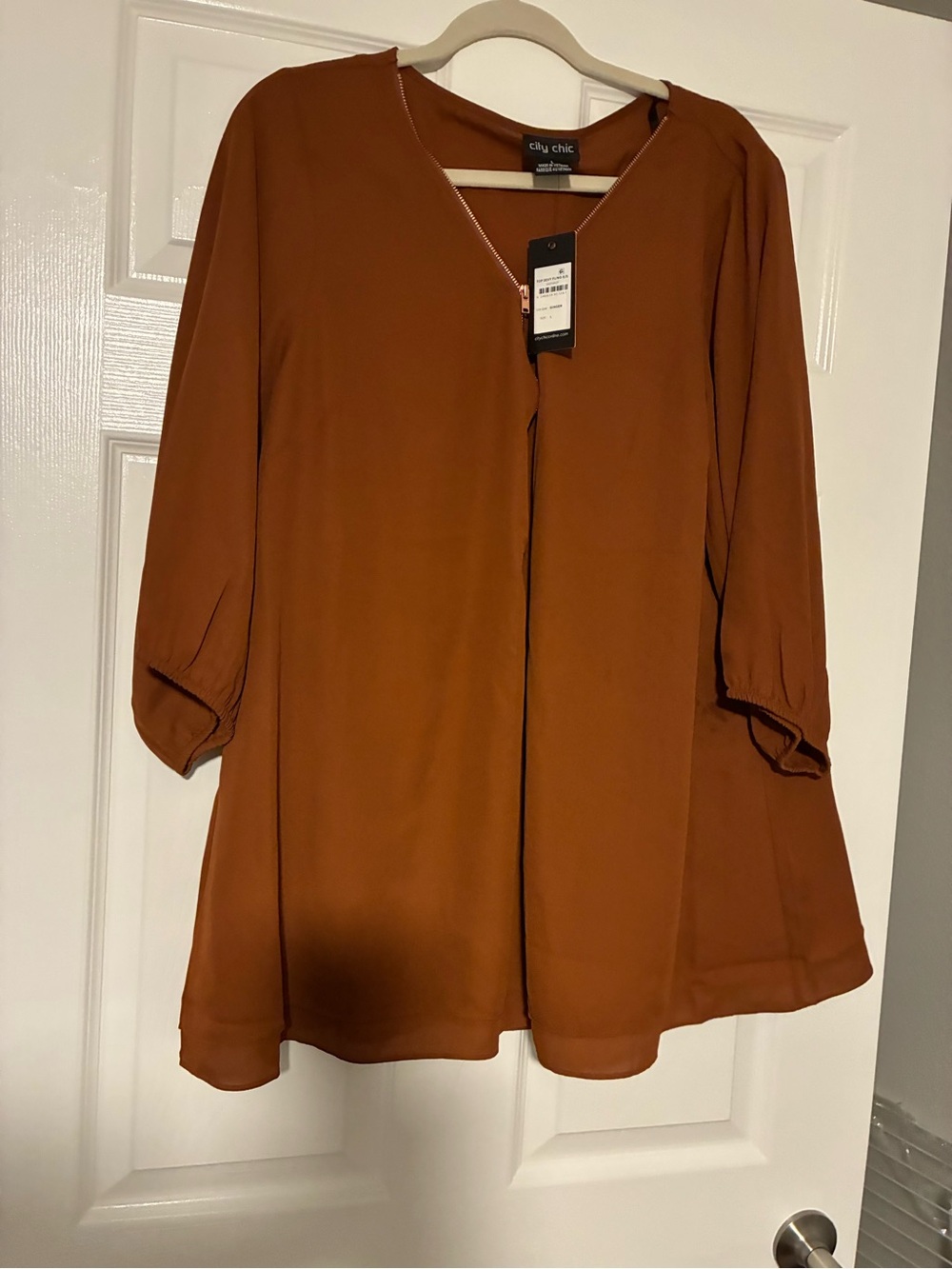 City Chic Burnt Orange A-Line V-Neck Tunic